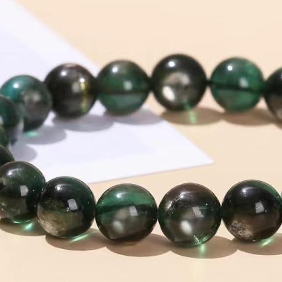 Natural Rare Green Lepidolite  Bracelet Smooth Round Gem Stone Beads For Jewelry Making Design Gift