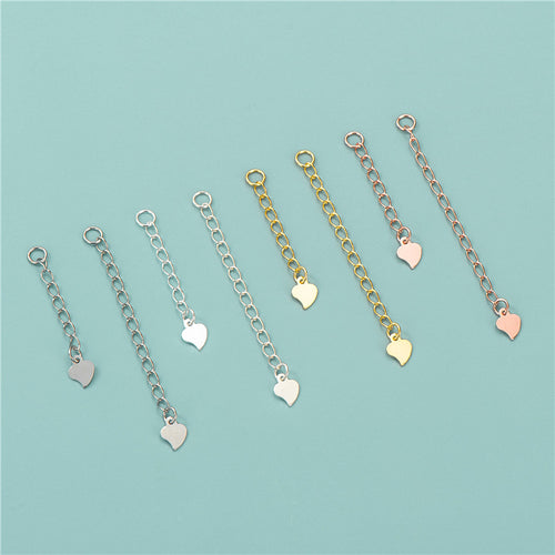 S925 Sterling Silver Heart Shaped Extension Chains