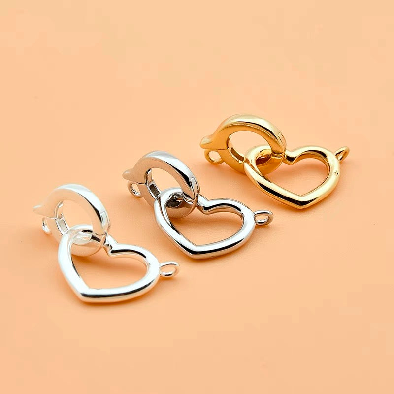S925 Sterling Silver Heart Clasp
