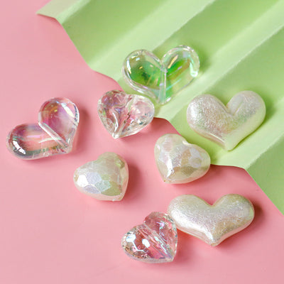 Color Glossy Faceted Heart Beads DIY Accessories Handmade Beads