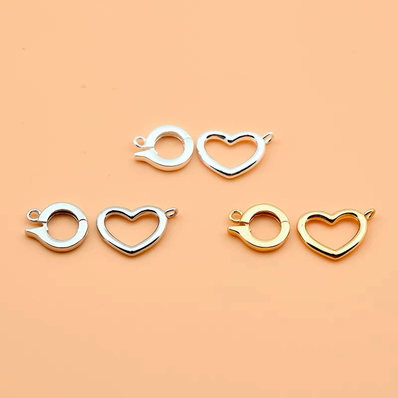 S925 Sterling Silver Heart Clasp
