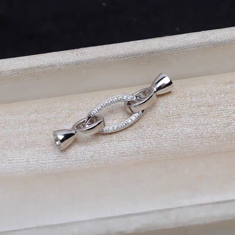 S925 Sterling Silver Oval Diamond Clasp