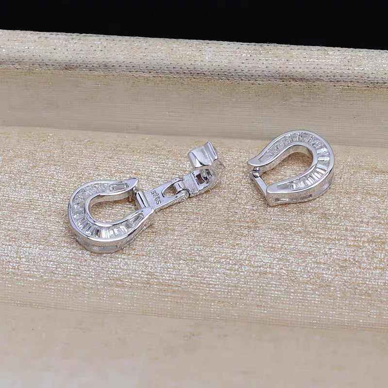 S925 Sterling Silver Stone Horseshoe Clasp