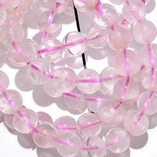 3A Natural Pink Snowflake Ghost Bracelet 9-10mm