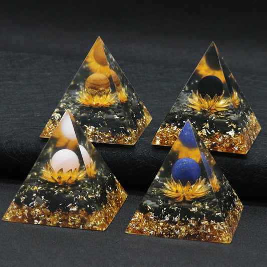 Crystal Pyramid With Lotus Base