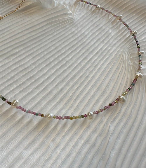 Colorful Gemstone Pearl Series Colorful Natural Stone Pearl Necklace