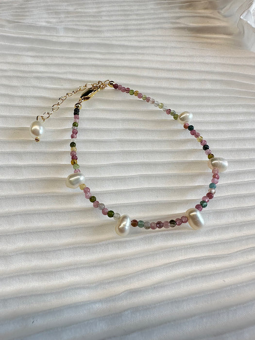 Colorful Gemstone Pearl Series Colorful Natural Stone Pearl Bracelet