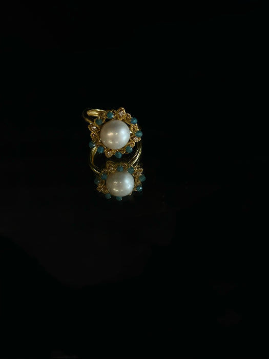 Palace Crown Collection Vintage Blue Turquoise Pearl Ring