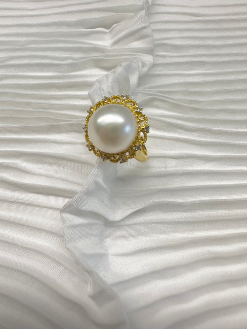 Palace Crown Series Lace Diamond Pearl Ring