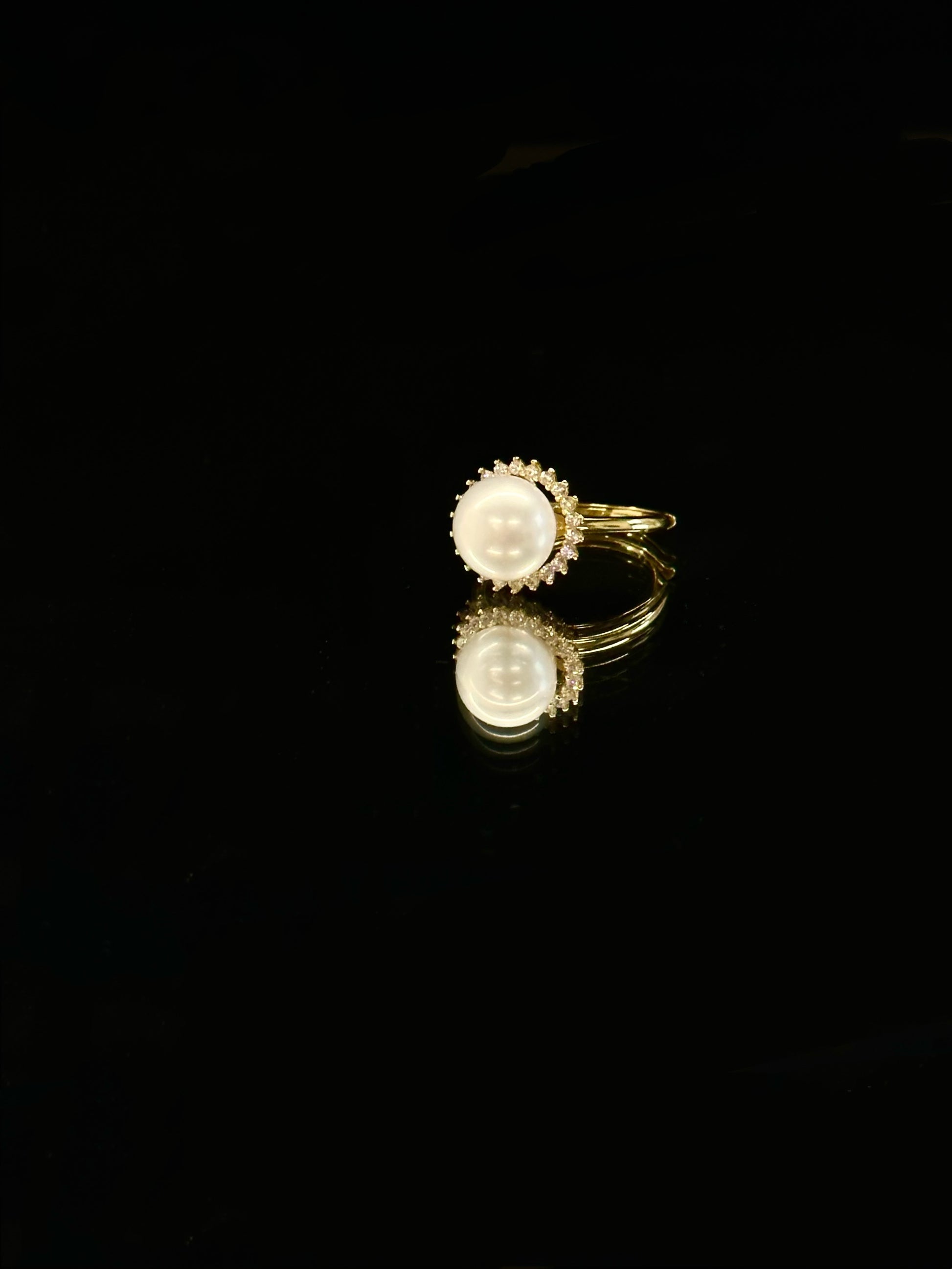 Palace Crown Series Diamond Sunflower Pearl Ring