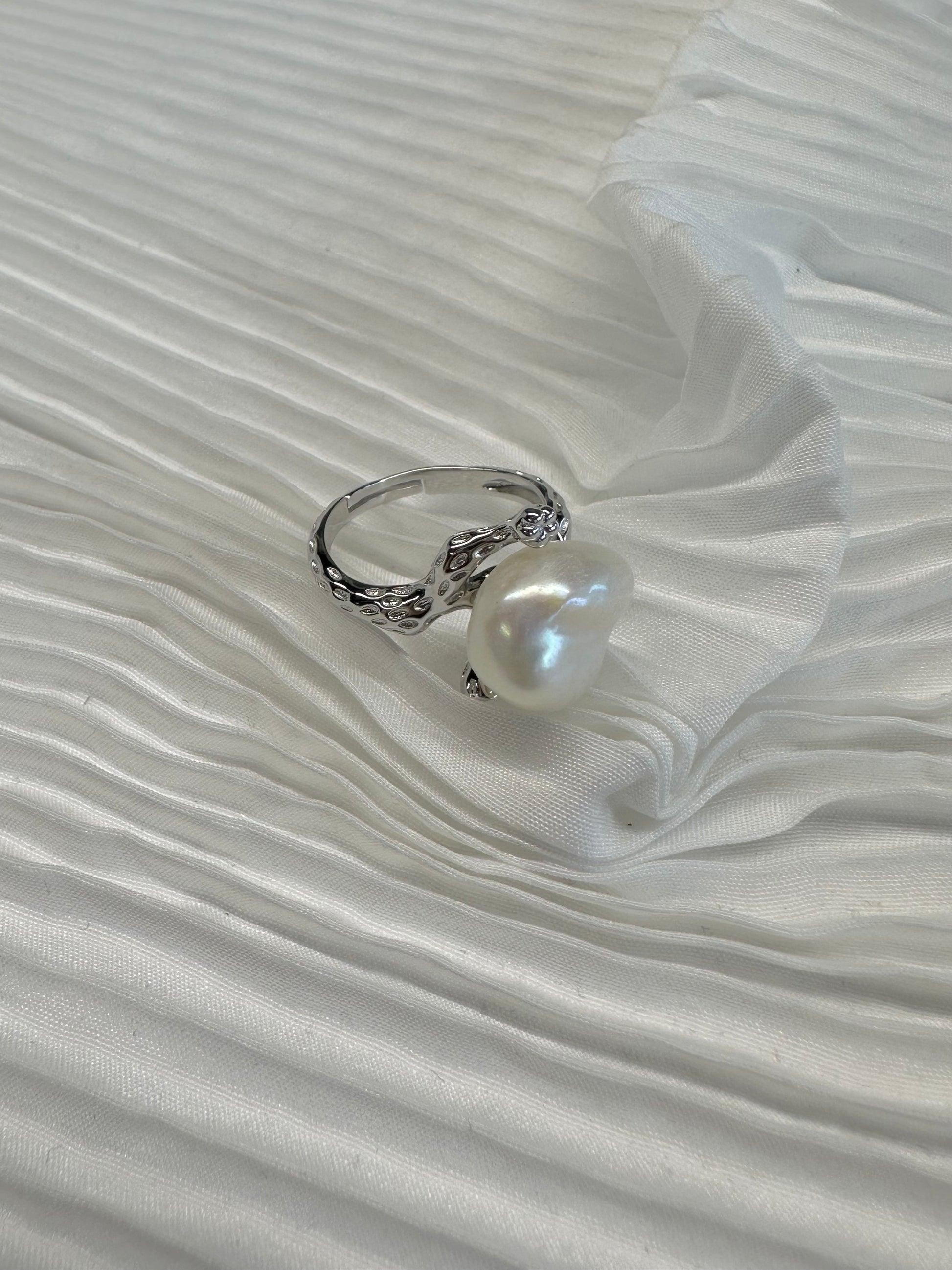 Colorful Baroque Series Silver Branch Pearl Ring