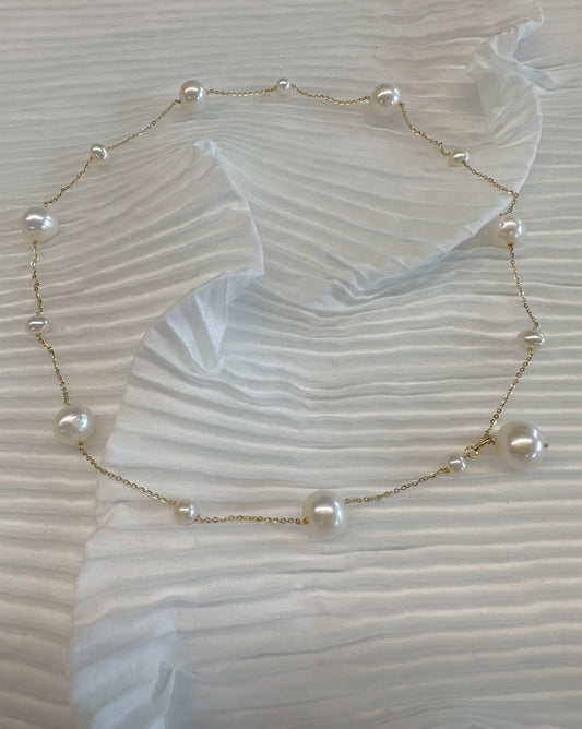 Gypsophila Series Large And Small Pearl Stitching Necklace