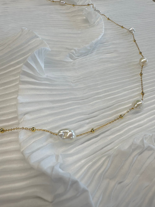 Gypsophila Series Small Gold Beads Baroque Pearl Necklace