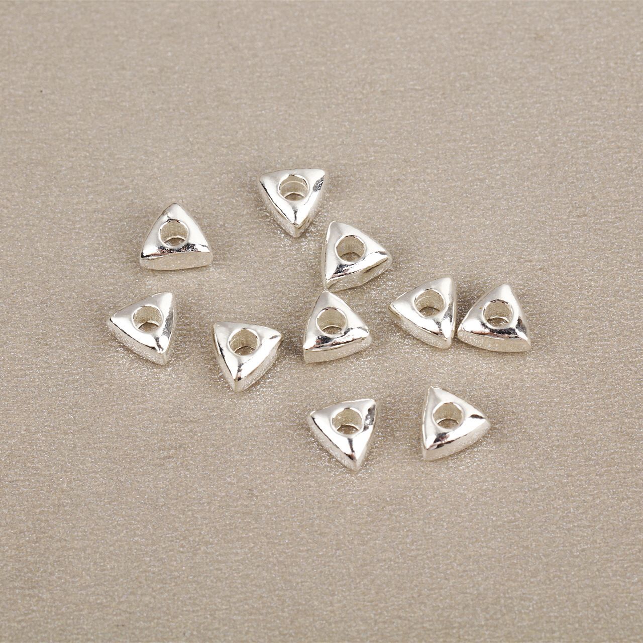 S925 Sterling Silver Triangle Shattered Silver Spacer Beads
