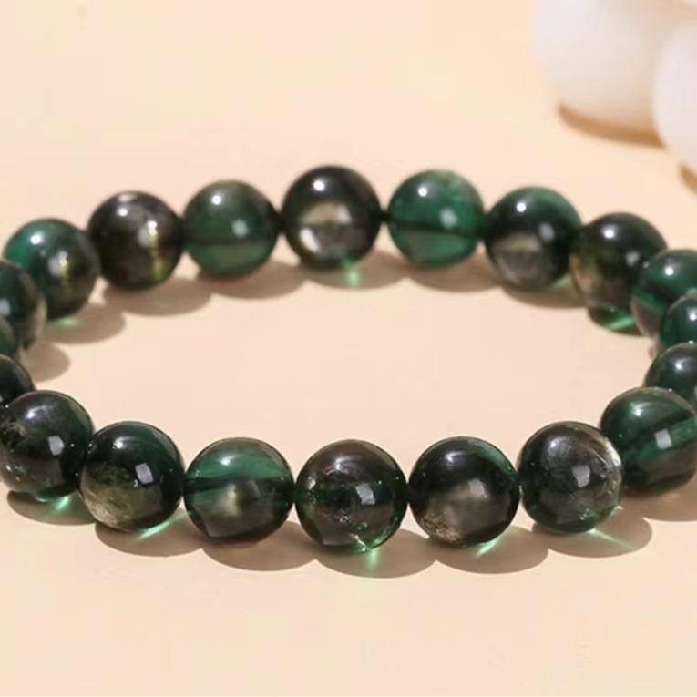 Natural Rare Green Lepidolite  Bracelet Smooth Round Gem Stone Beads For Jewelry Making Design Gift