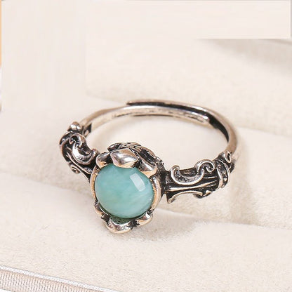 Tibetan Silver Adjustable GemStone Ring