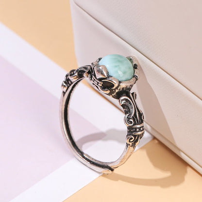 Tibetan Silver Adjustable GemStone Ring