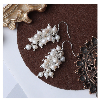 Grape Drop Natural Freshwater Pearl Earrings