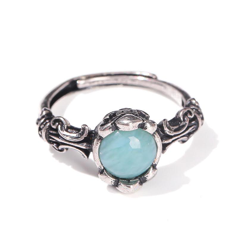 Tibetan Silver Adjustable GemStone Ring