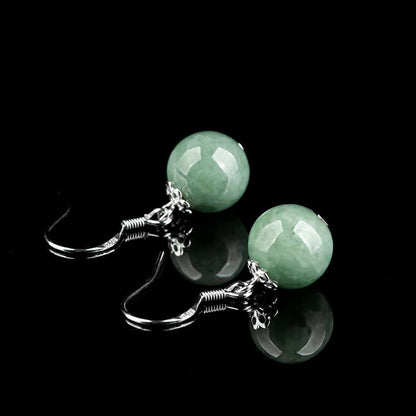 Ethnic Style Jade Green Silver Earrings