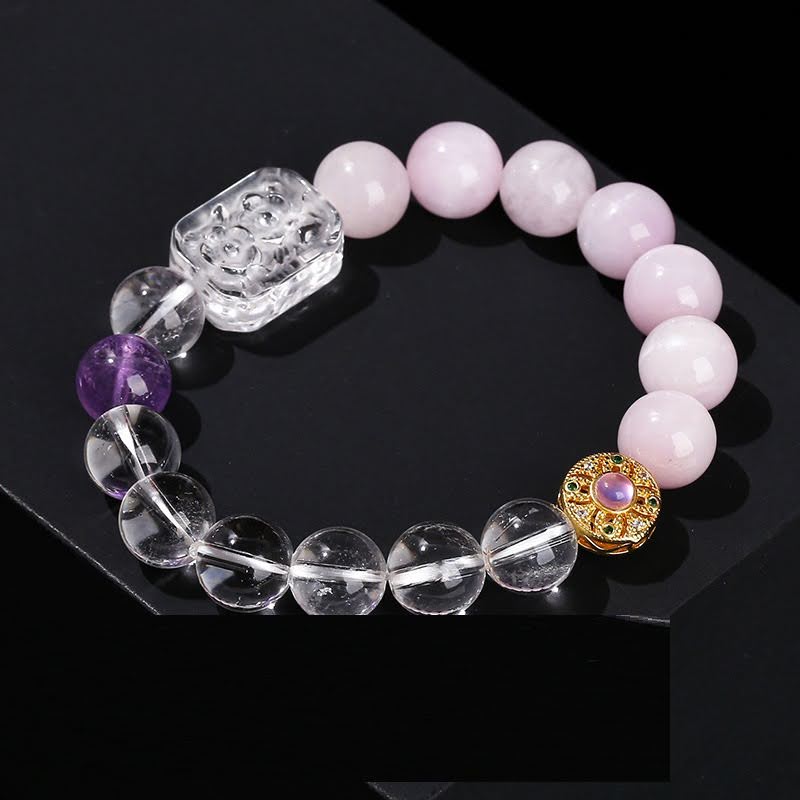 7A Gemstone Trio: Quartz, Amethyst & Rose Quartz Bracelet