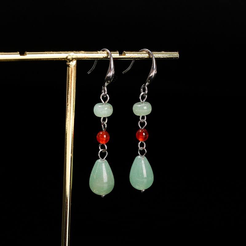 Green Aventurine and White Agate Drop Earrings